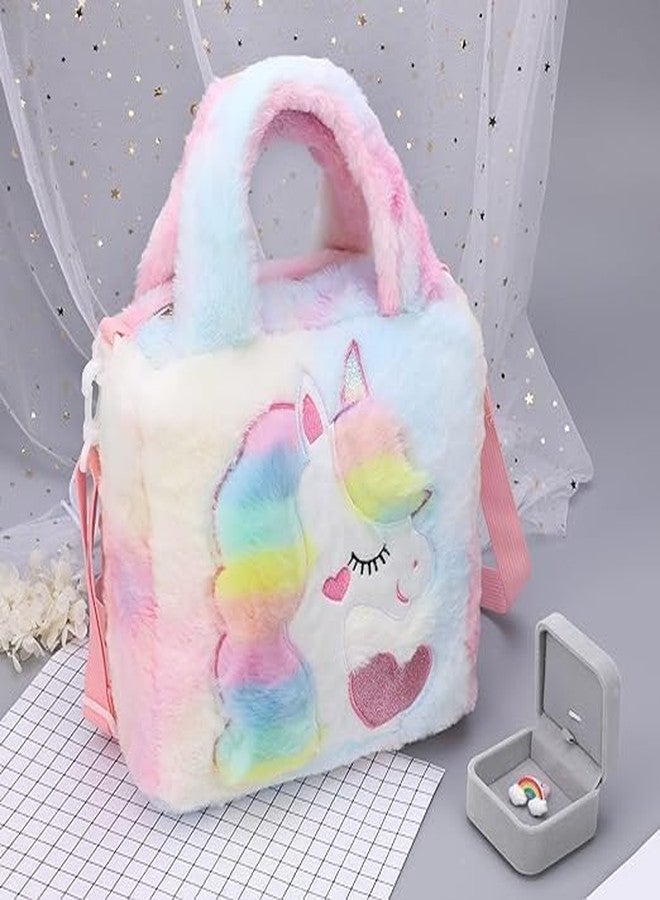 Keetly Unicorn Plush Handbag For Girls || Shoulder Bag with Adjustable Shoulder Strap || Handbags for Toddler, Little Girl || Unicorn Beautiful Bag (Pc1, Multi) - Image 4